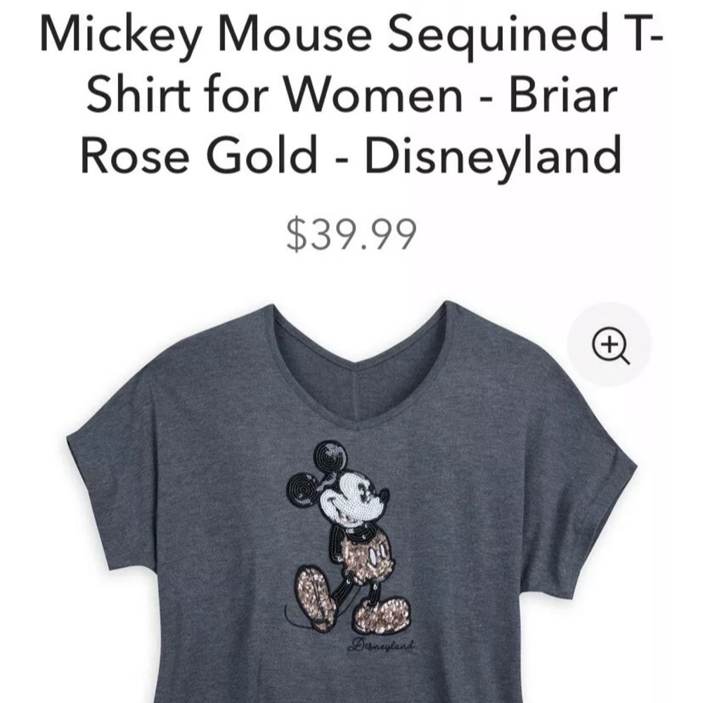 Disney Parks Rose Gold Sequin Mickey Mouse Medium